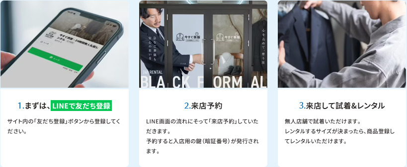 今すぐ喪服の利用手順